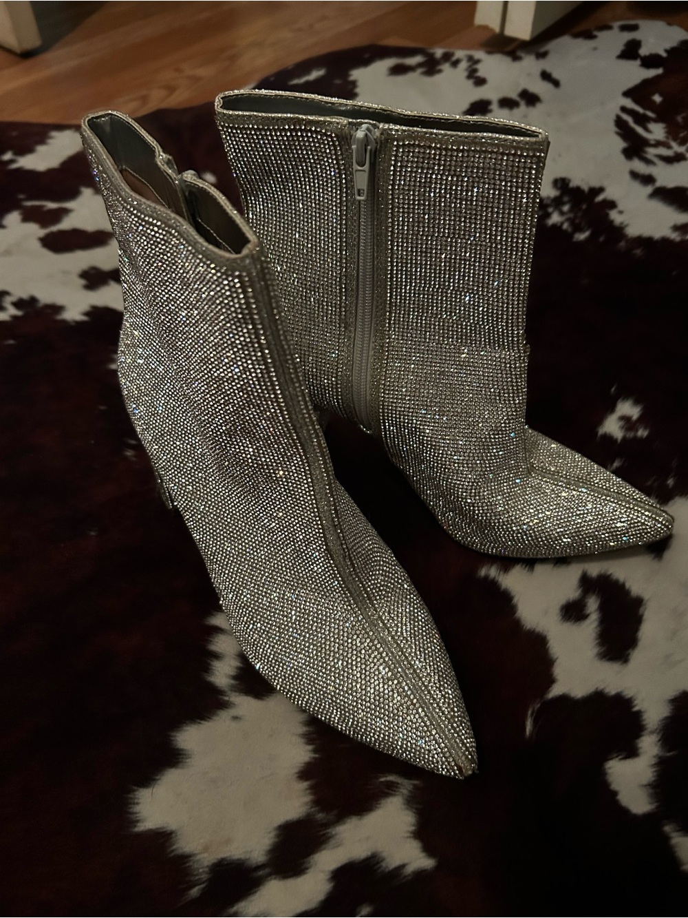 INC International Concepts Silver Rhinestone Ankle Boots